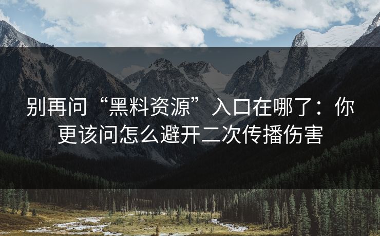 别再问“黑料资源”入口在哪了：你更该问怎么避开二次传播伤害